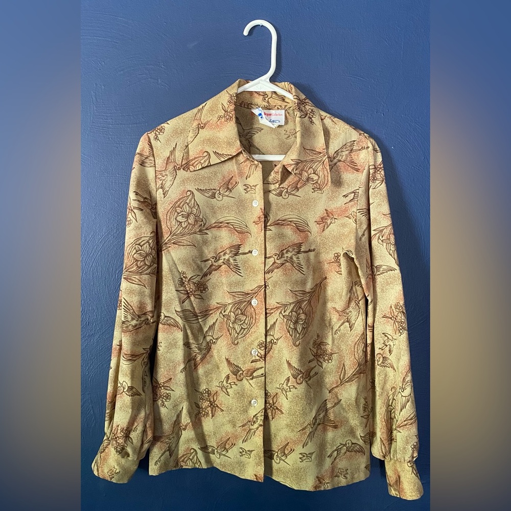 Lady Manhattan - The Replique Collection Vintage 70’s Bird Blouse Size M
